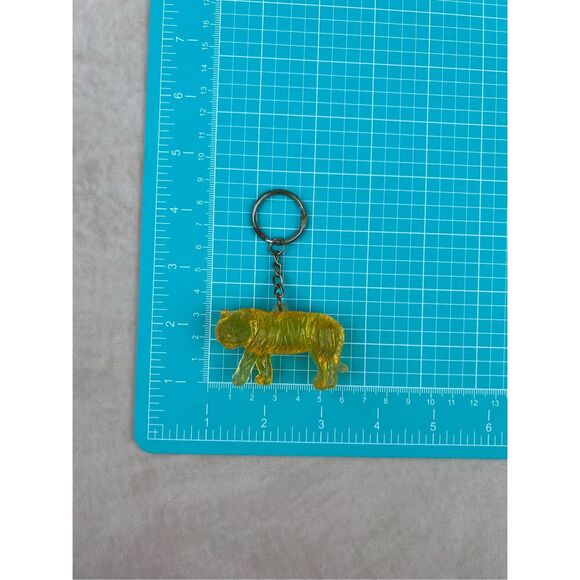 Vintage Lucite Orange Tiger Keychain Charm MCM - Picture 4 of 4